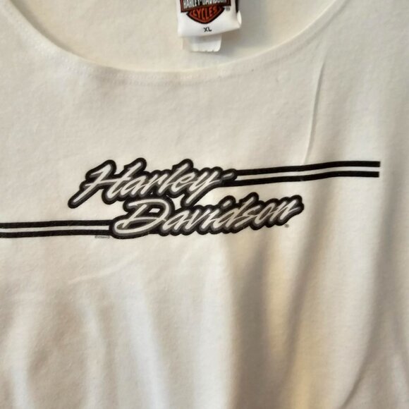 Harley Davidson White Tank Top Women's Sz XL Glitter Logo - St Pete Beach FL - Picture 3 of 5